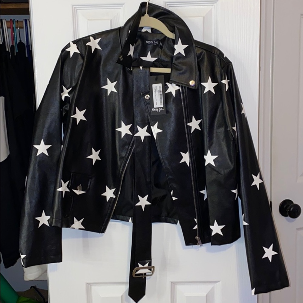 Nasty Gal Starry Faux Leather Jacket